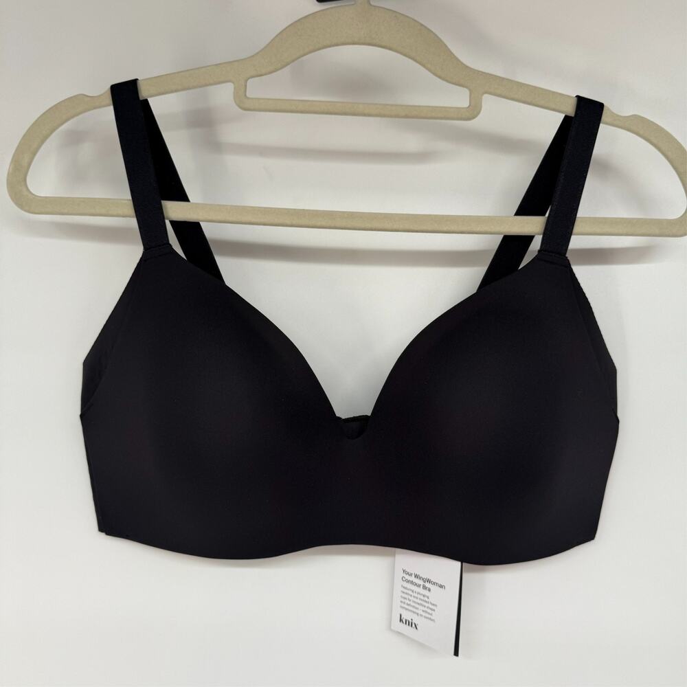 NWT Knix Your Wingwoman Contour Bra 38C Black Plunging Wireless Extra Coverage